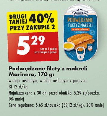 Podwędzane filety z makreli oleju roślinnym z pieprzem Marinero promocja