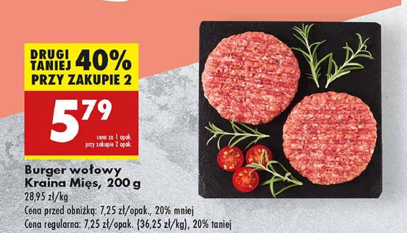 Burger wołowy Kraina mięs promocja w Biedronka