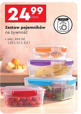 Komplet pojemników z klipsami 650 ml + 1.25 l + 2.1 l + 3.2 l Smukee promocja
