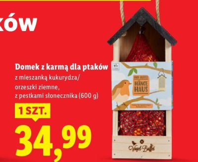 Domek z karmą dla ptaków z mieszanką - pestki słonecznika promocja w Lidl