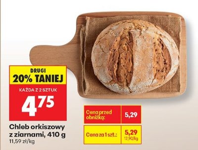 Chleb orkiszowy z ziarnami 410g promocja w Biedronka