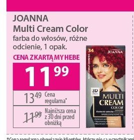 Farba do włosów 34 intensywna czerwień Joanna multi cream color promocja w Rossmann