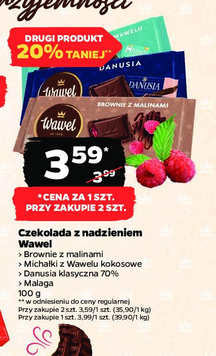 Czekolada brownie z malinami Wawel promocja