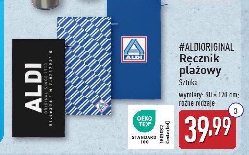 Ręcznik plażowy 90 x 170 cm Aldi promocja w Aldi