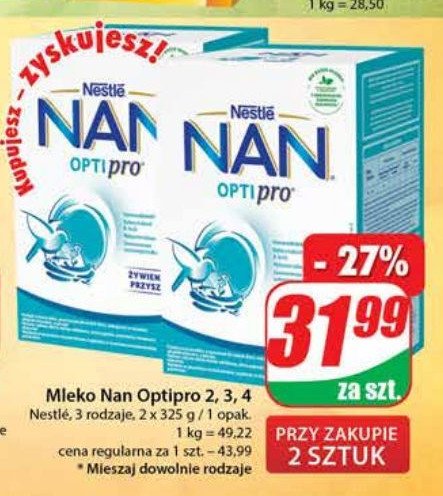 Mleko 2 Nestle nan optipro promocje