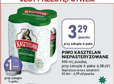 Piwo Kasztelan Niepasteryzowane promocja w Stokrotka