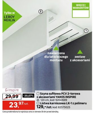 Listwa karniszowa LK-1 z polimeru promocja w Leroy Merlin