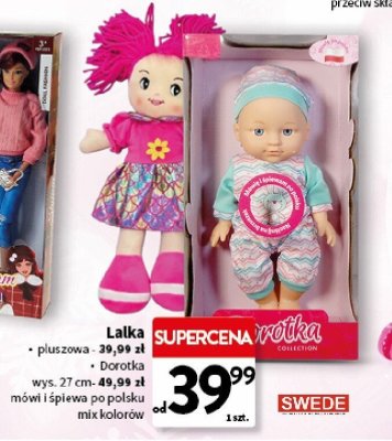 Lalka pluszowa 39,99 zł Dorotka wys. 27 cm mówi i śpiewa po polsku mix kolorów promocja w Intermarche