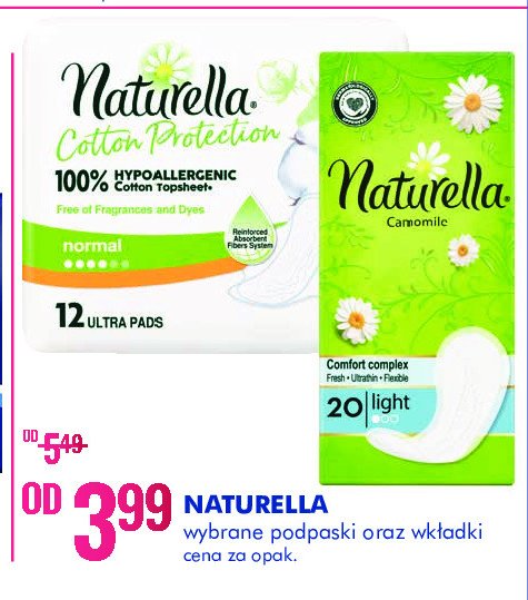 Wkładki higieniczne light Naturella liners promocja
