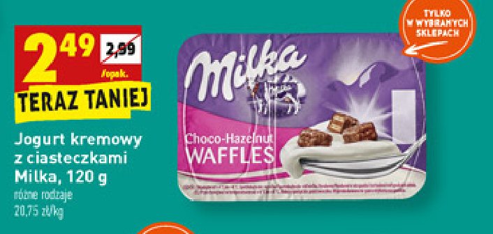 Jogurt z wafelkami Milka choco-hazelnut waffles promocja