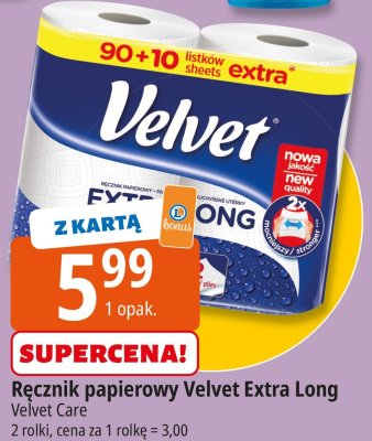 Ręcznik papierowy Velvet Extra Long Velvet Care promocja w Leclerc