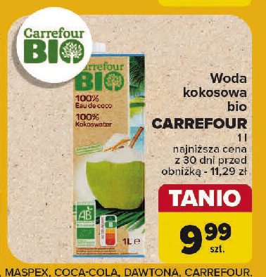 Woda kokosowa Carrefour bio promocja