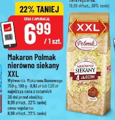 Makaron Polmak nierówno siekany XXL promocja w POLOmarket