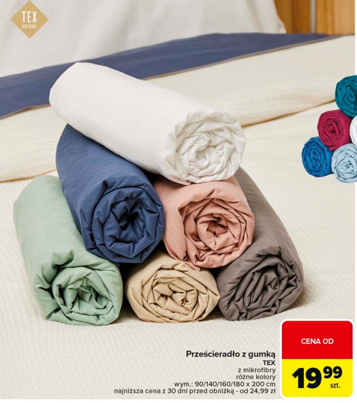 Prześcieradło z gumką 140 x 200 cm Tex promocja w Carrefour