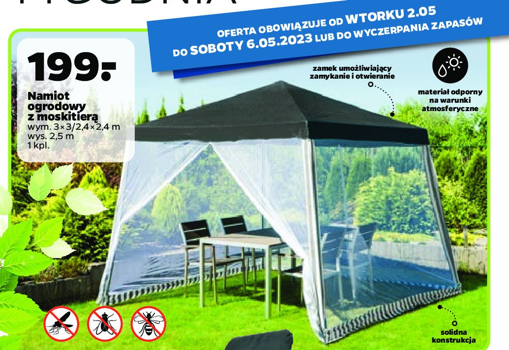 Namiot z moskitierą 3 x 3 /2.4 x 2.4 m Garden dream promocja