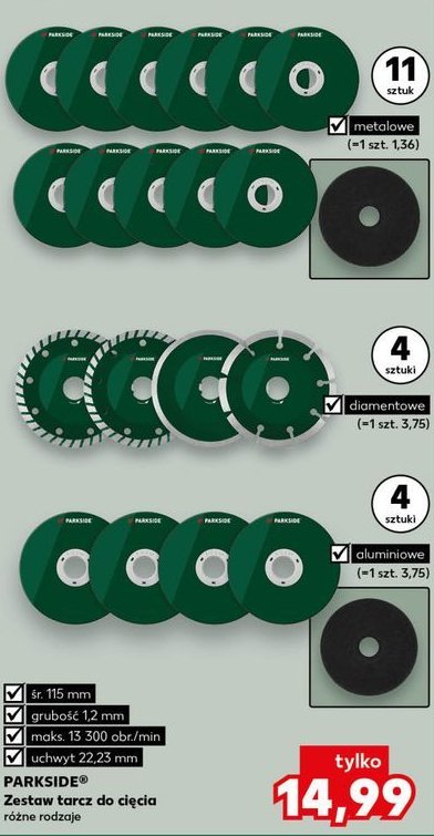 Komplet tarcz diamentowych Parkside promocja