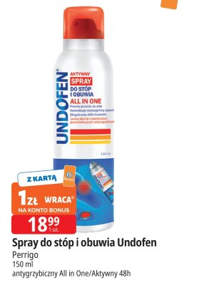 Spray do stóp i obuwia Undofen Perrigo 150 ml antygrzybiczy All in One/Aktywny 48h promocja w Leclerc