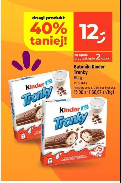 Batoniki Kinder tronky promocja w Dealz