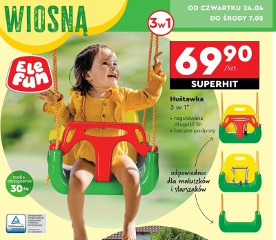 Huśtawka 3w1 Elefun promocja