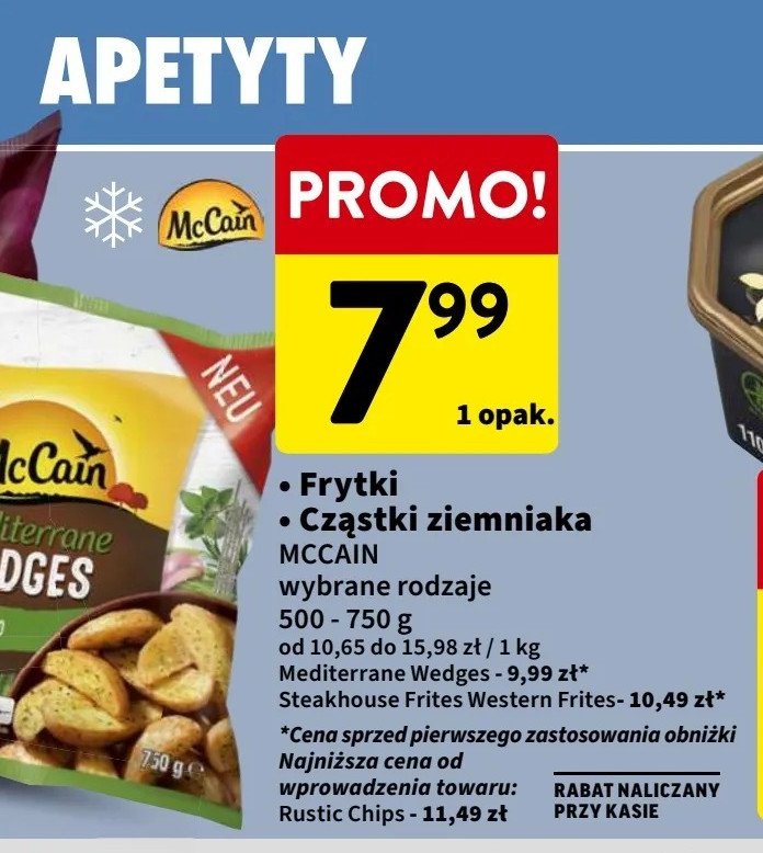 Cząstki ziemniaka rosmarin&oregano MCCAIN MEDITERRANE WEDGES promocja