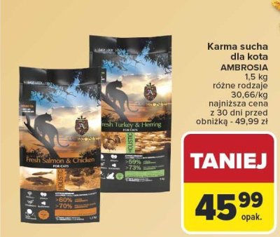 Karma sucha dla kota 1,5 kg promocja w Carrefour