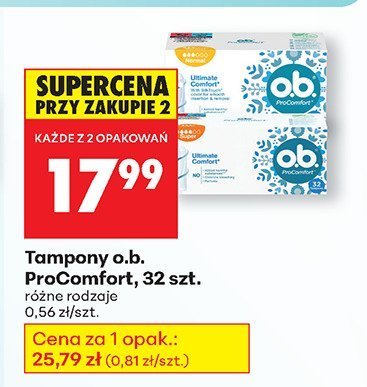Tampony o.b. ProComfort, 32 szt. promocja w Biedronka
