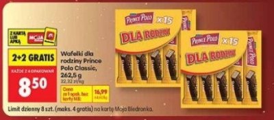Wafetki dla rodziny Prince Polo Classic, 2x62,5 g promocja w Biedronka