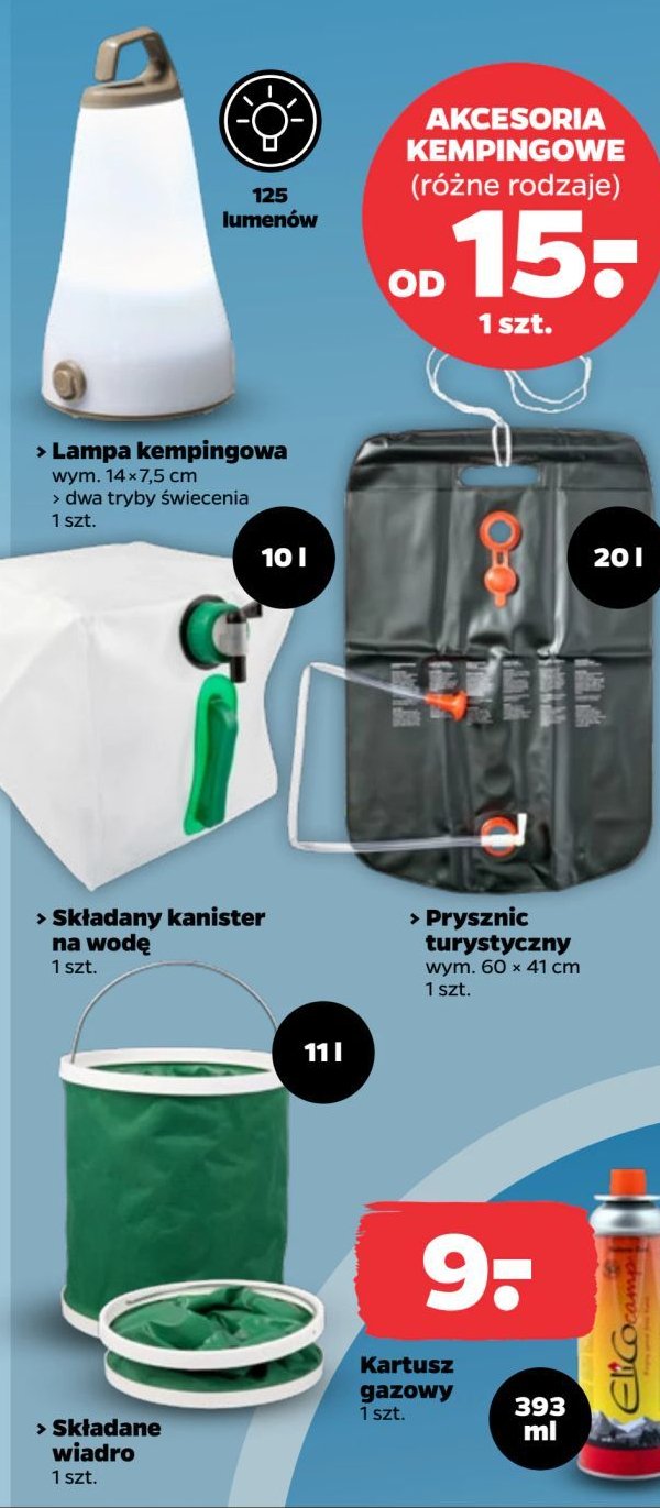Prysznic campingowy 20 l promocja w Netto