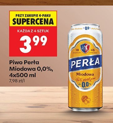 Piwo Perła Miodowa 0,0%, 4x500 ml promocja w Biedronka