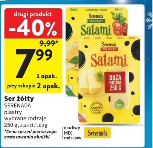 Ser salami z pomidorami i bazylią Serenada salami promocja