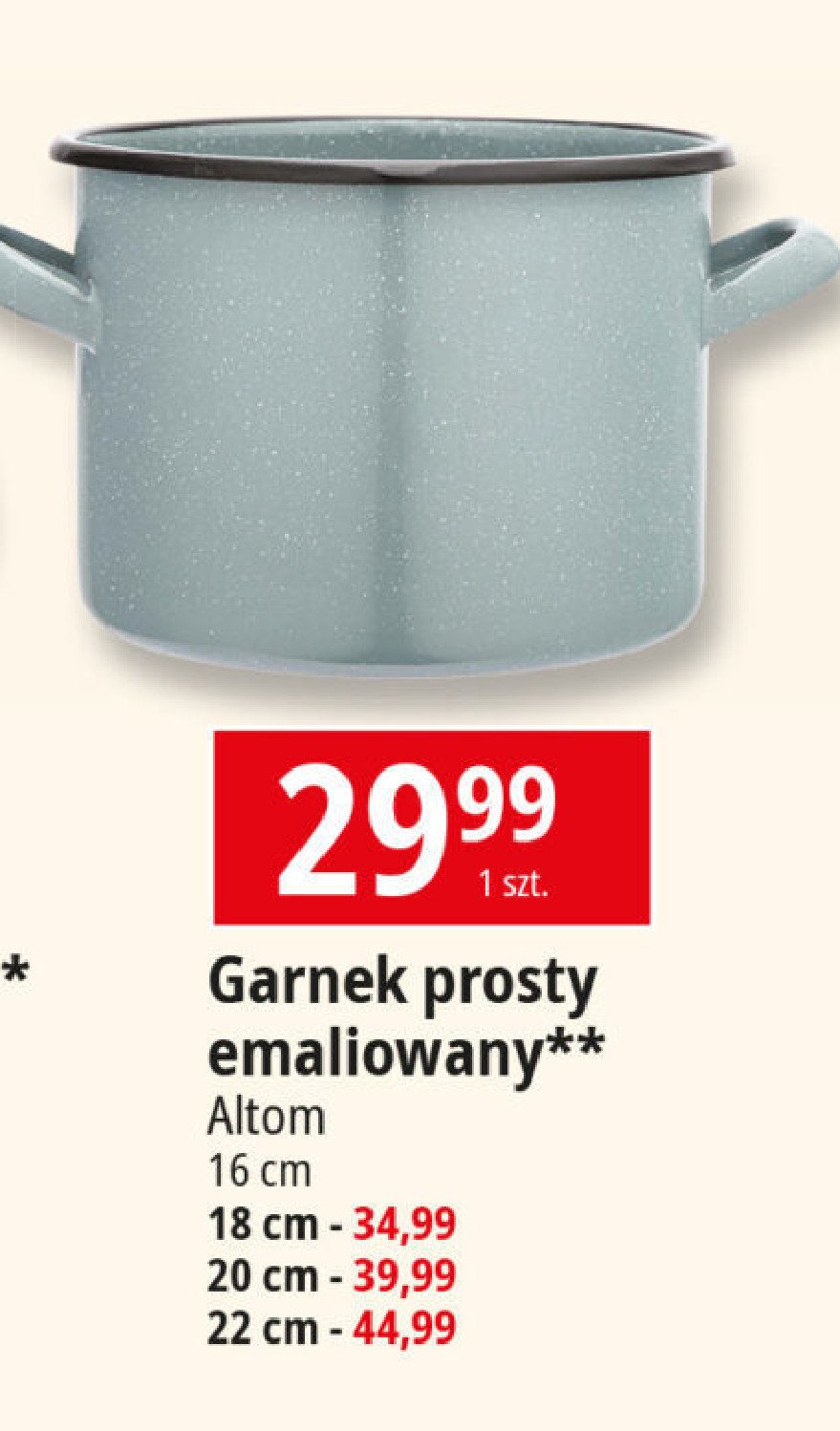 Garnek emaliowany prosty 16 cm Altom promocja w Leclerc