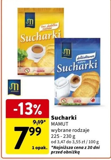 Sucharki bez dodatku cukrów Mamut promocja