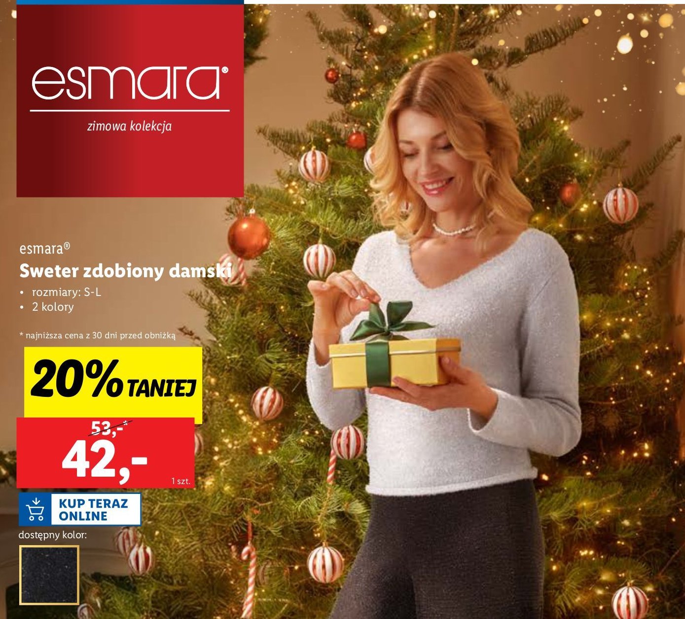 Sweter damski zdobiony s-l Esmara promocja w Lidl