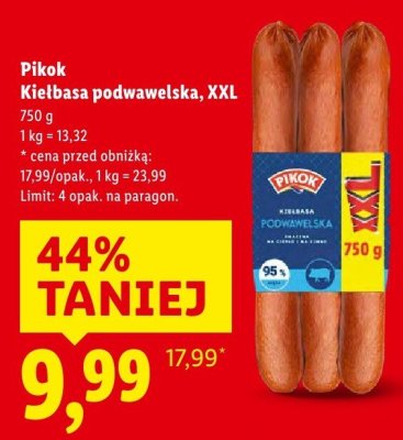 Kiełbasa podwawelska Pikok XXL promocja w Lidl