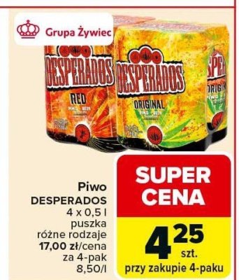 Piwo DESPERADOS różne rodzaje 0,5 l puszka promocja w Carrefour Market