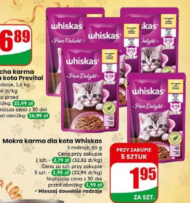 Karma sucha dla kota Whiskas Prevital promocja w Dino