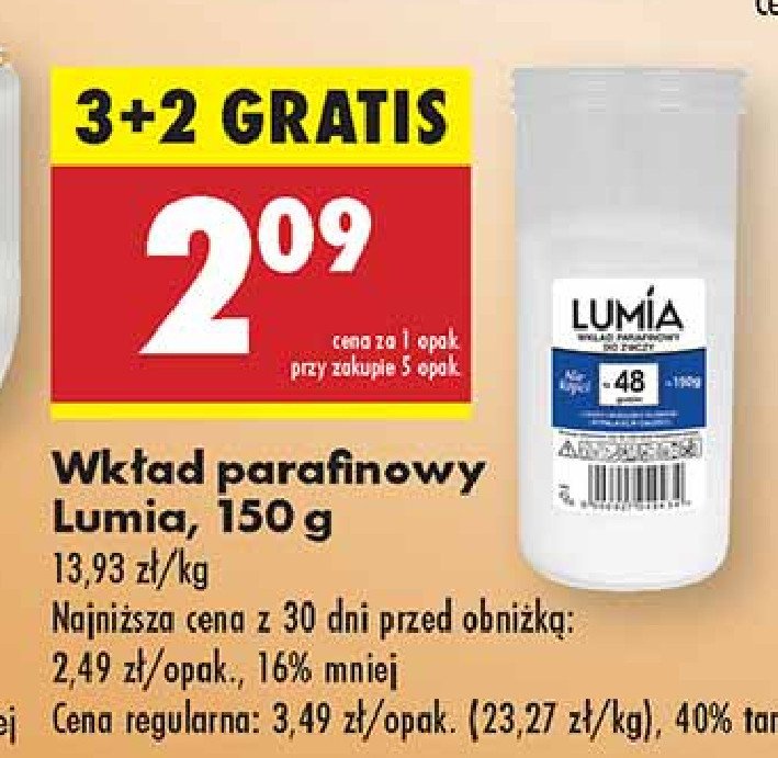 Wk艂ad parafinowy 48h 150 g Lumia promocja
