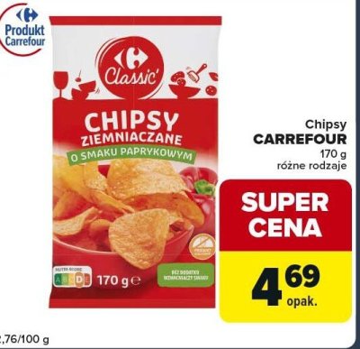 Chipsy CARREFOUR różne rodzaje 170g promocja w Globi
