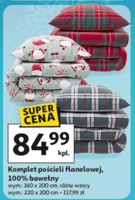 Komplet pościeli flanelowej 100% bawełny różne wzory promocja w Auchan