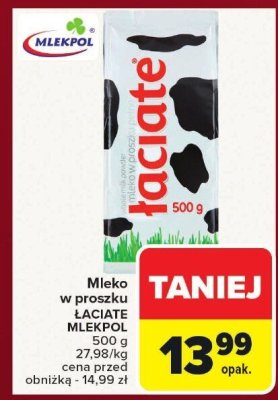 Mleko w proszku Łaciate Mlekpol promocja w Carrefour