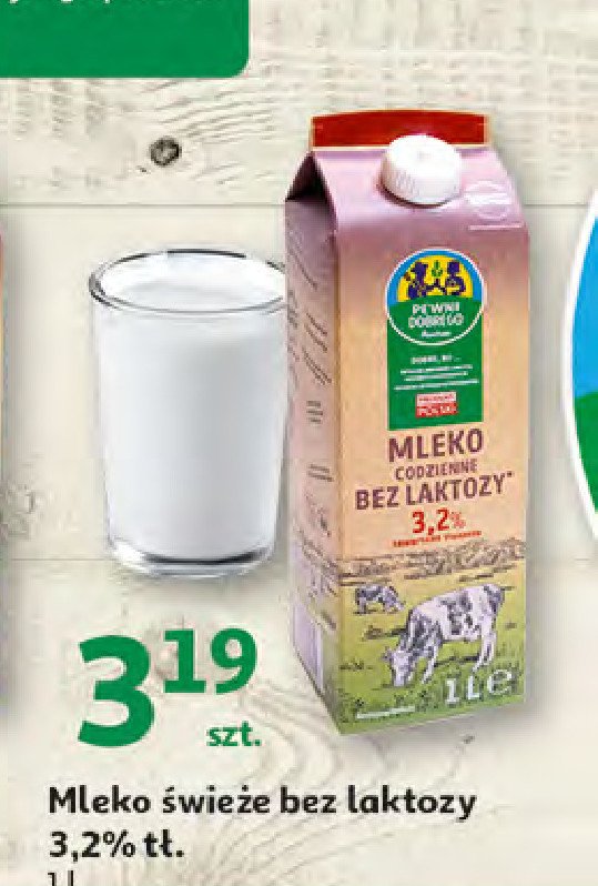 Mleko bez laktozy 3.2% Auchan pewni dobrego promocja