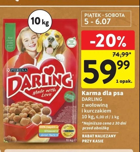 Karma dla psa wołowina-warzywa Purina darling promocja