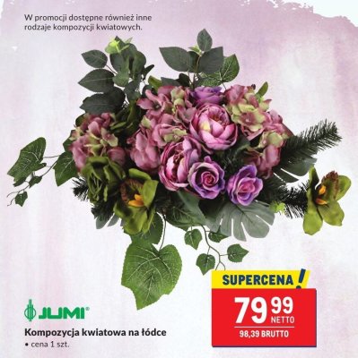 Kompozycja kwiatowa na łódce Jumi promocja w Makro