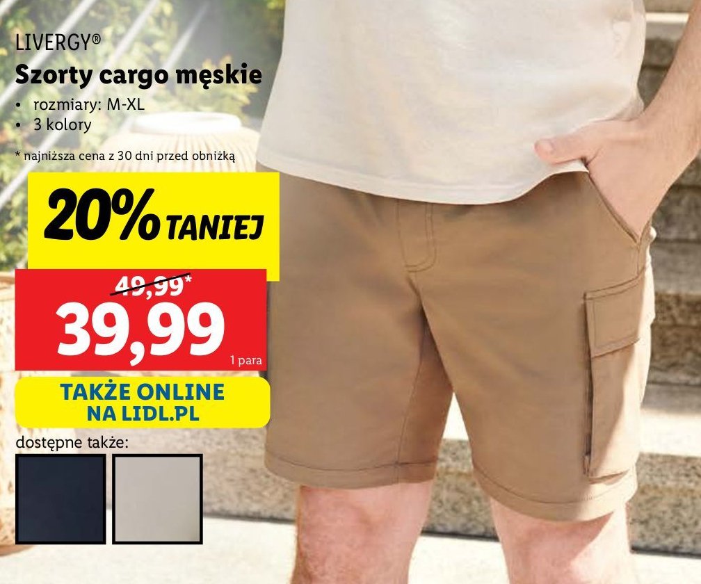 Szorty cargo m-xl Livergy promocja w Lidl