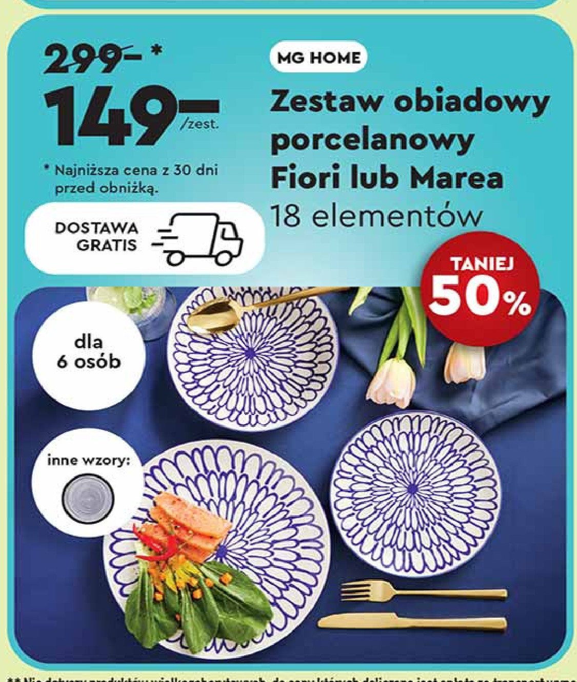 Zestaw porcelany fiori Mg home promocja