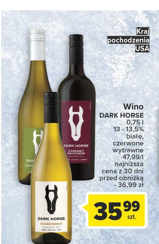 Wino Dark horse chardonnay Dark horse (wina) promocja