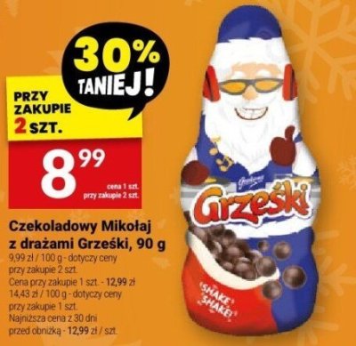 Czekoladowy Mikołaj w saniach Grzeski, 90 cm promocja w Twój Market