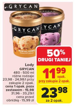 Lody bakaliowe Grycan promocja w Carrefour Market