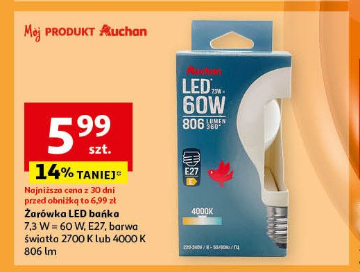 Żarówka led e27 60 w Auchan promocja