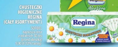 Chusteczki higieniczne Regina (cały asortyment) promocja w Arhelan